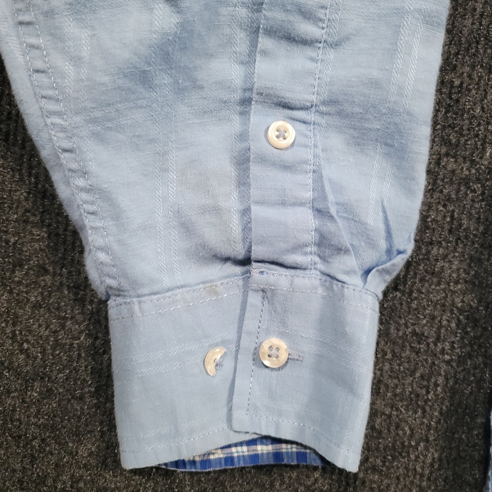 Tommy Bahama Men Button Up Shirt‎ Large Linen Blend Blue Long Sleeve - Picture 6 of 16